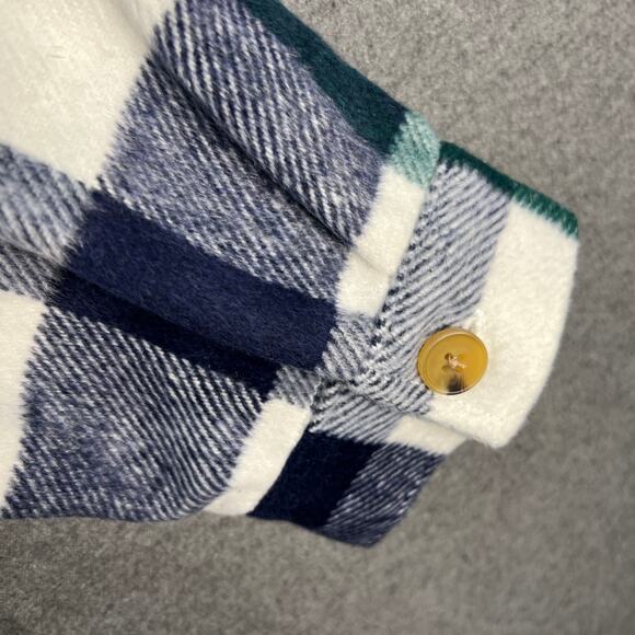 Denim & Co. Canyon Retreat Cozy Plaid Collared Button Front Shac Green X-Large - Picture 9 of 10